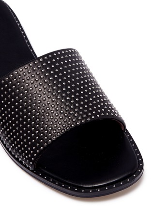 Detail View - Click To Enlarge - PEDDER RED - 'Fionn' stud pavé leather slide sandals