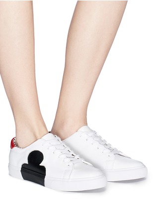 Figure View - Click To Enlarge - PEDDER RED - 'Joe' heart clover reverse appliqué leather sneakers
