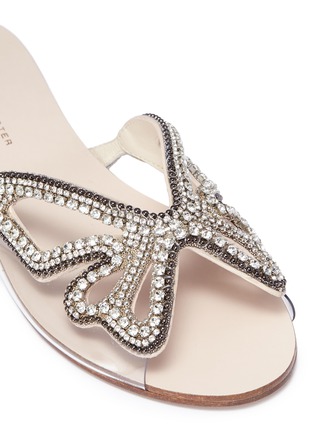 Detail View - Click To Enlarge - SOPHIA WEBSTER - 'Madame Butterfly' glass crystal embellished slide sandals