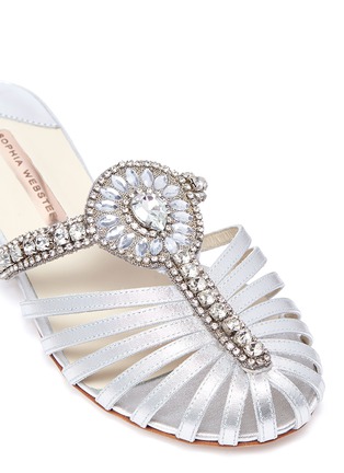 Detail View - Click To Enlarge - SOPHIA WEBSTER - 'Iridessa' jewelled caged lamé slide sandals
