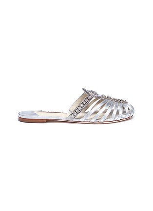 Main View - Click To Enlarge - SOPHIA WEBSTER - 'Iridessa' jewelled caged lamé slide sandals