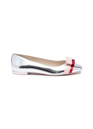 Main View - Click To Enlarge - SOPHIA WEBSTER - 'Andie' double bow mirror leather ballet flats