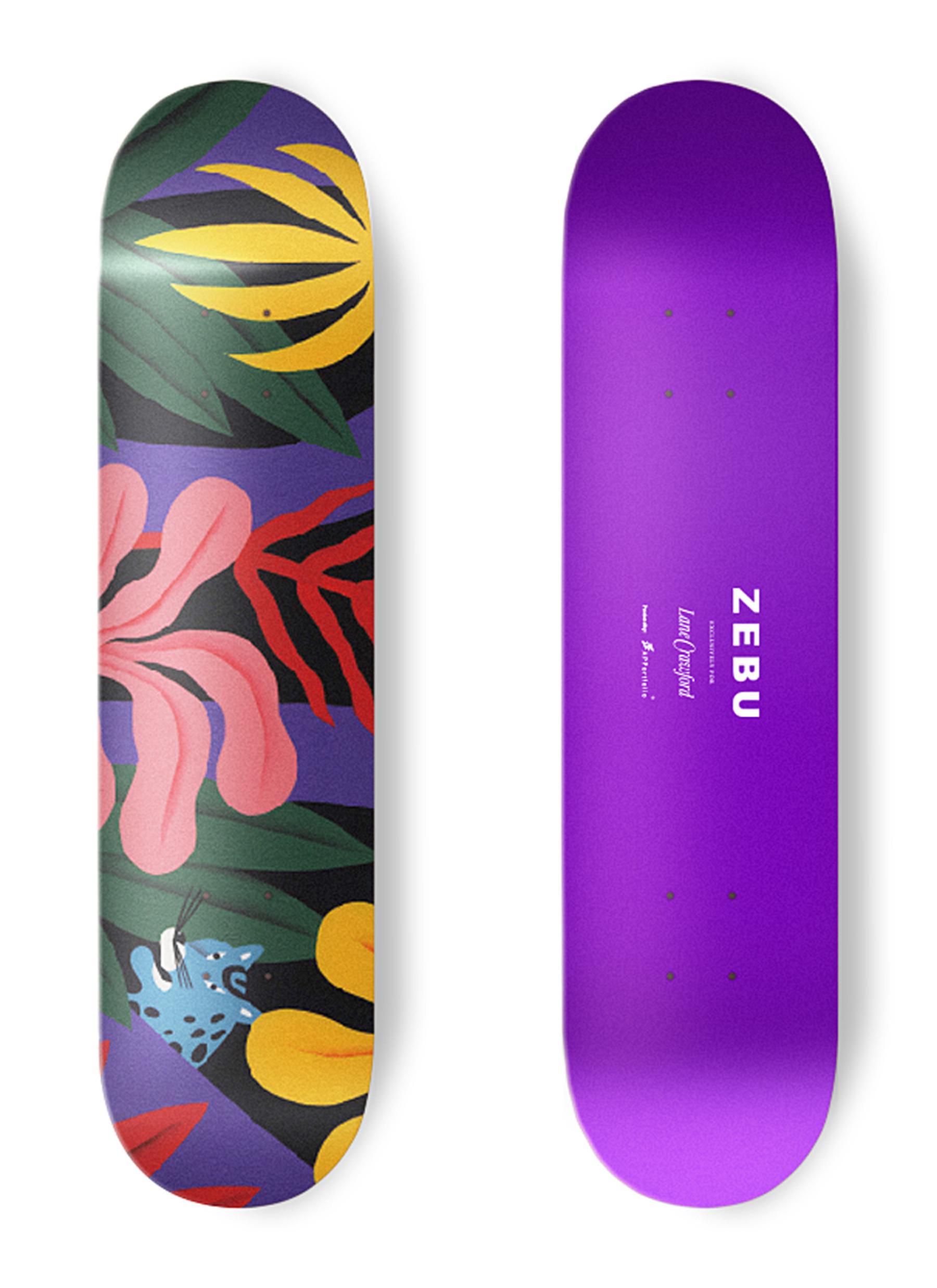 Click to view more detailed imagery on our partner's website Lane Crawford X Zebu Leaf Skateboard
