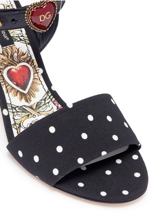 Detail View - Click To Enlarge - - - Logo heart embellished polka dot sandals