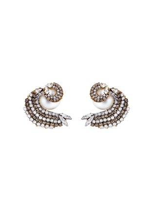 Main View - Click To Enlarge - ERICKSON BEAMON - 'Delicate Balance' Swarovski crystal faux pearl swirl stud earrings