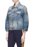 Detail View - Click To Enlarge - GUCCI - 'Soave Amore Guccification' slogan tiger patch cropped denim jacket