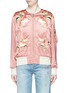 Main View - Click To Enlarge - GUCCI - Teddy bear floral appliqué satin bomber jacket