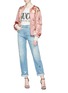 Figure View - Click To Enlarge - GUCCI - Teddy bear floral appliqué satin bomber jacket