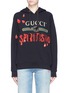 Main View - Click To Enlarge - GUCCI - 'Spiritismo' logo slogan embellished oversized hoodie