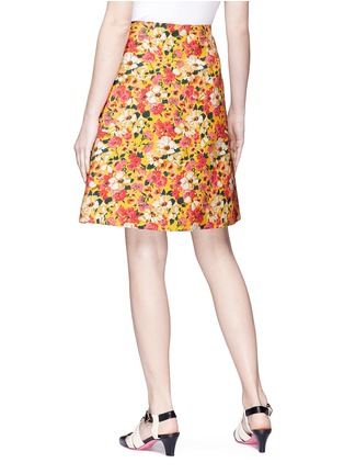 Back View - Click To Enlarge - GUCCI - Floral print wool blend A-line skirt
