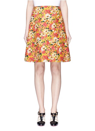 Main View - Click To Enlarge - GUCCI - Floral print wool blend A-line skirt