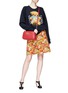 Figure View - Click To Enlarge - GUCCI - Floral print wool blend A-line skirt