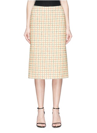 Main View - Click To Enlarge - GUCCI - Split back check wool blend skirt
