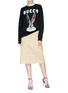 Figure View - Click To Enlarge - GUCCI - Split back check wool blend skirt