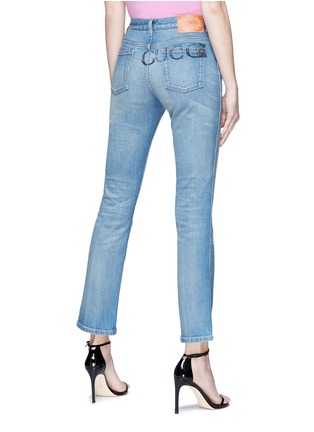 Back View - Click To Enlarge - GUCCI - Logo stamp print cropped flared jeans