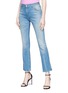 Front View - Click To Enlarge - GUCCI - Logo stamp print cropped flared jeans