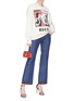 Figure View - Click To Enlarge - GUCCI - Bunny patch Web stripe cuff flared jeans