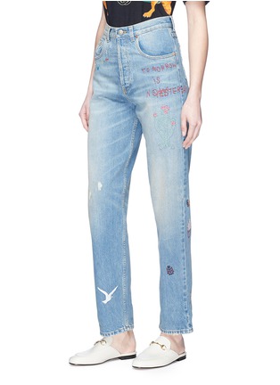 Front View - Click To Enlarge - GUCCI - Embroidered jeans