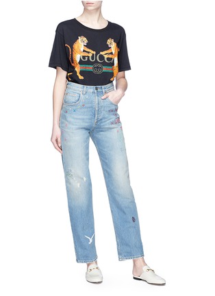 Figure View - Click To Enlarge - GUCCI - Embroidered jeans