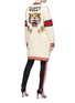Back View - Click To Enlarge - GUCCI - 'Guccy' slogan tiger appliqué cable wool knit cardigan
