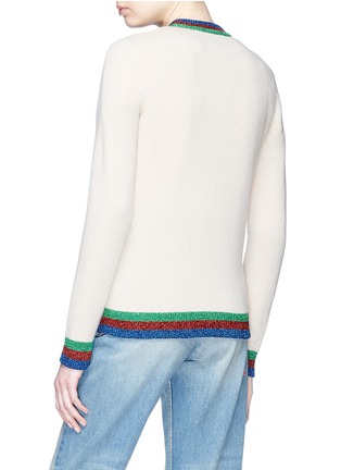 Back View - Click To Enlarge - GUCCI - Bunny patch Web stripe border wool cardigan
