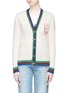 Main View - Click To Enlarge - GUCCI - Bunny patch Web stripe border wool cardigan