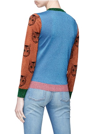 Back View - Click To Enlarge - GUCCI - Kingsnake mystic cat intarsia colourblock sweater