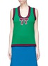 Main View - Click To Enlarge - GUCCI - Glass crystal velvet torchon bow sleeveless wool sweater
