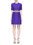 Main View - Click To Enlarge - GUCCI - Butterfly logo belted wool-silk A-line dress