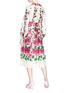 Figure View - Click To Enlarge - GUCCI - Pleated rose garden print satin midi dress