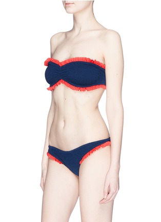 Figure View - Click To Enlarge - HUNZA G - 'Lucille' ruffle trim seersucker bikini set