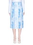 Main View - Click To Enlarge - VICTORIA BECKHAM - Abstract paint wash print box pleated midi skirt