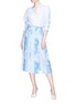 Figure View - Click To Enlarge - VICTORIA BECKHAM - Abstract paint wash print box pleated midi skirt