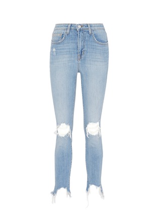 Main View - Click To Enlarge - L'AGENCE - 'High Line' ripped knee skinny jeans