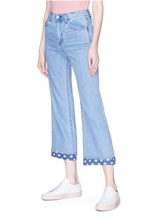 Front View - Click To Enlarge - J BRAND - 'Joan' polka dot cutout cuff wide leg jeans