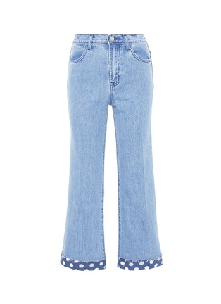 Main View - Click To Enlarge - J BRAND - 'Joan' polka dot cutout cuff wide leg jeans