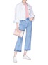 Figure View - Click To Enlarge - J BRAND - 'Joan' polka dot cutout cuff wide leg jeans