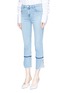 Front View - Click To Enlarge - J BRAND - 'Ruby' raw split cuff cropped cigarette jeans