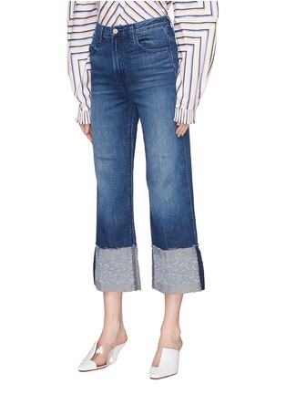 Front View - Click To Enlarge - J BRAND - 'Joan' stitching reverse cuff denim culottes