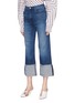 Front View - Click To Enlarge - J BRAND - 'Joan' stitching reverse cuff denim culottes