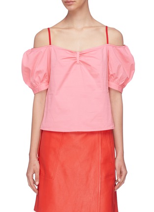 Main View - Click To Enlarge - STAUD - 'Ruby' puffed sleeve off-shoulder top