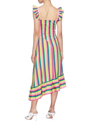 Back View - Click To Enlarge - STAUD - 'Valentina' asymmetric ruffle trim stripe dress