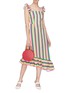 Figure View - Click To Enlarge - STAUD - 'Valentina' asymmetric ruffle trim stripe dress