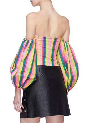 Back View - Click To Enlarge - STAUD - 'Emma' balloon sleeve stripe off-shoulder top