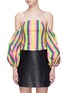 Main View - Click To Enlarge - STAUD - 'Emma' balloon sleeve stripe off-shoulder top
