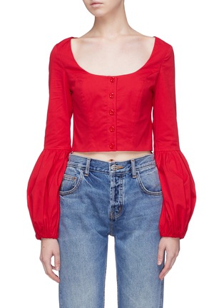 Main View - Click To Enlarge - STAUD - 'Monica' balloon sleeve cropped top