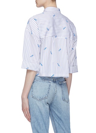 Back View - Click To Enlarge - KULE - 'The Keaton' slogan embroidered stripe cropped shirt
