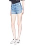 Front View - Click To Enlarge - GRLFRND - 'Cindy' frayed cuff denim shorts