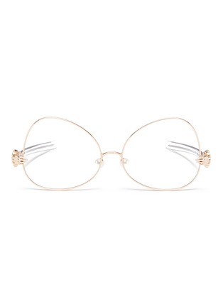 Main View - Click To Enlarge - PERCY LAU - 'Dada Child' metal front tilted aviator optical glasses