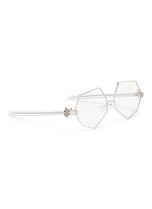 Figure View - Click To Enlarge - PERCY LAU - 'Dada Child' metal front acetate geometric optical glasses